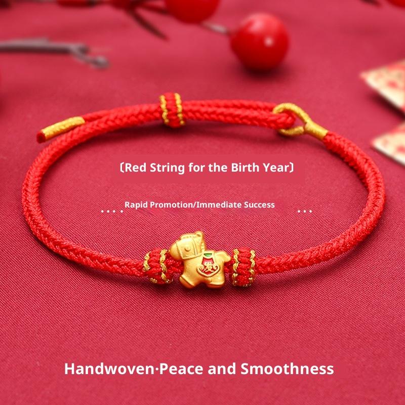 

2026 Год Лошади Красный Счастливый Плетеный Веревочный Браслет для Женщин Китайский Стиль Браслеты из Бусин с Лошадью Годовое Благословение Ювелирные Изделия Подарки