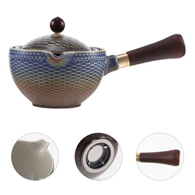 Ceramic Teapot Side Handle Rotating Design Loose Tea Brewing Tool Heat-Resistant For Home Office Kitchen Barware