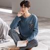 2023 Men's Cotton Pajamas: Long Sleeve Loose Fit for Spring, Autumn, and Winter with Print Design