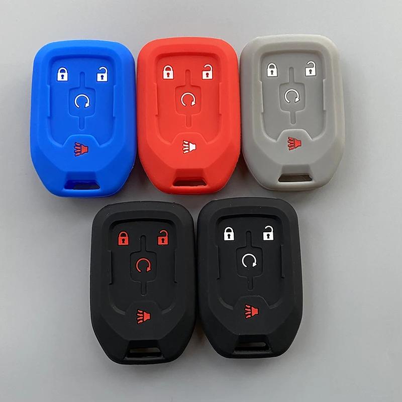 Silicone Car Key Cover Case Fob For Chevrolet Suburban Silverado GMC Terrain Yukon Tahoe Sierra Smart Auto Accessories Key Ring