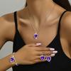 Shining Crystal Heart Pendant Jewelry Set Bracelet Rhinestone Necklace Set  Women