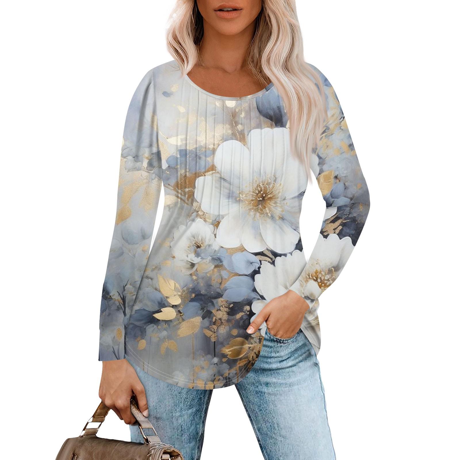 

Рубашки с длинным рукавом для женщин, топы, нарядные повседневные блузки, плиссированные топы-туники с круглым вырезом L хаки