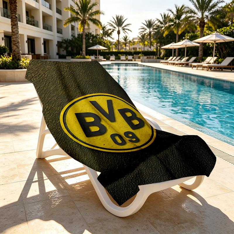 Borussia Dortmund Print Beach Towel Design, Soft, Lightweight. for Home Bathroom, Spa, Pool, Yoga, Surfing, Camping, Gift for Family, Friend