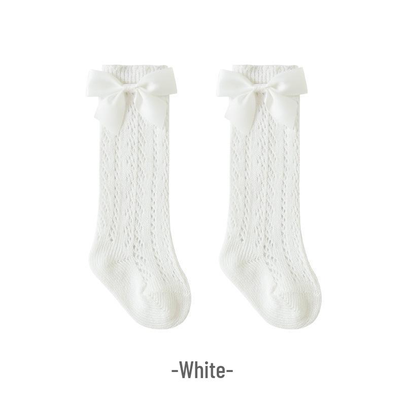 

Baby Girl Bow Princess Mesh Over-the-Knee Socks - Breathable Spring/Summer Style Size M (1-3 years) белый