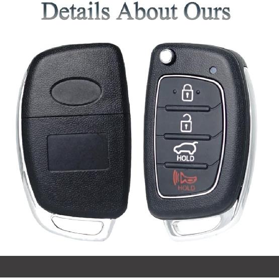 Flip Key Fob Shell Case Replacement Fits for Hyundai Sonata Santa Fe 2013 2014 2015 2016 2017 2018   Keyless Entry Folding Key Remote Control 4