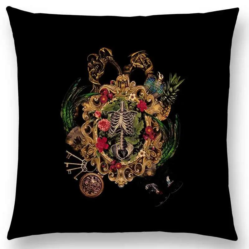 Latest Gorgeous Death Beautiful Skull Floral Garden Colorful Flower God Meaning of Life Cushion Cover Car Sofa Throw Pillow Case