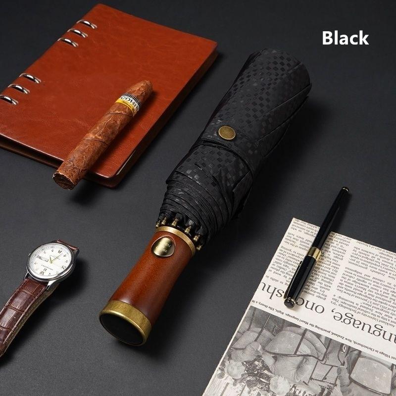 British Light Luxury Style 10 Bone Business Umbrella Fully Automatic Sun Protection and UV Protection Men s Business Umbrella чёрный