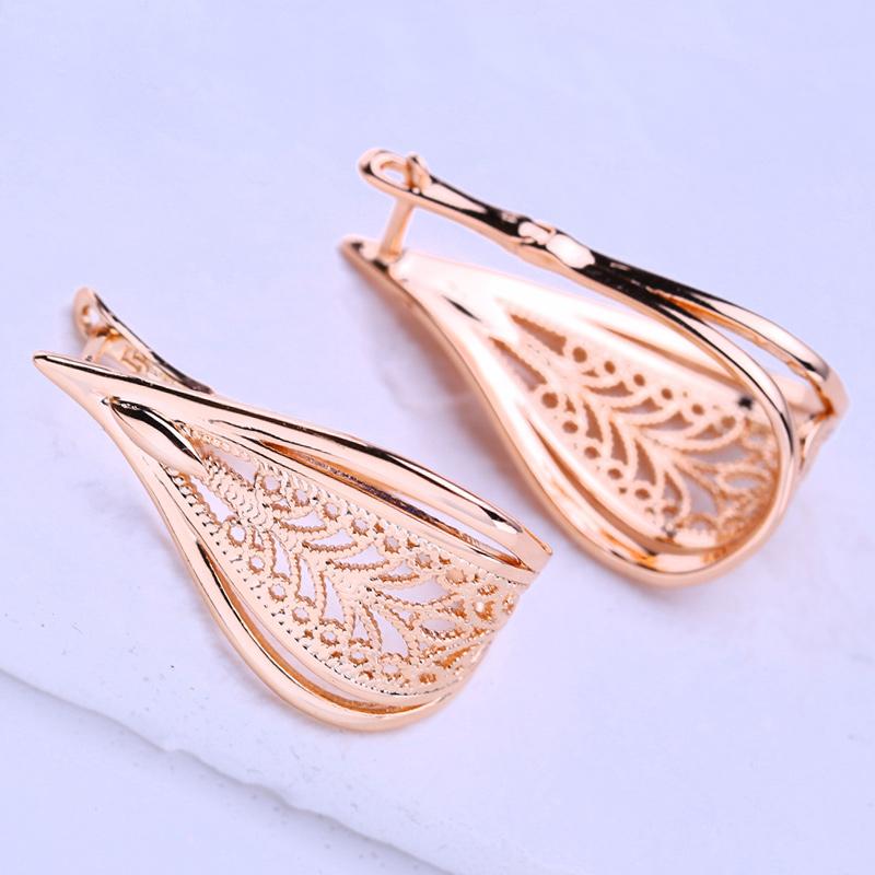 LSOOYH Clip Ohrringe Rose Gold Farbe Mode Ohrring Für Frauen Hohl Ohrstecker Schmuck