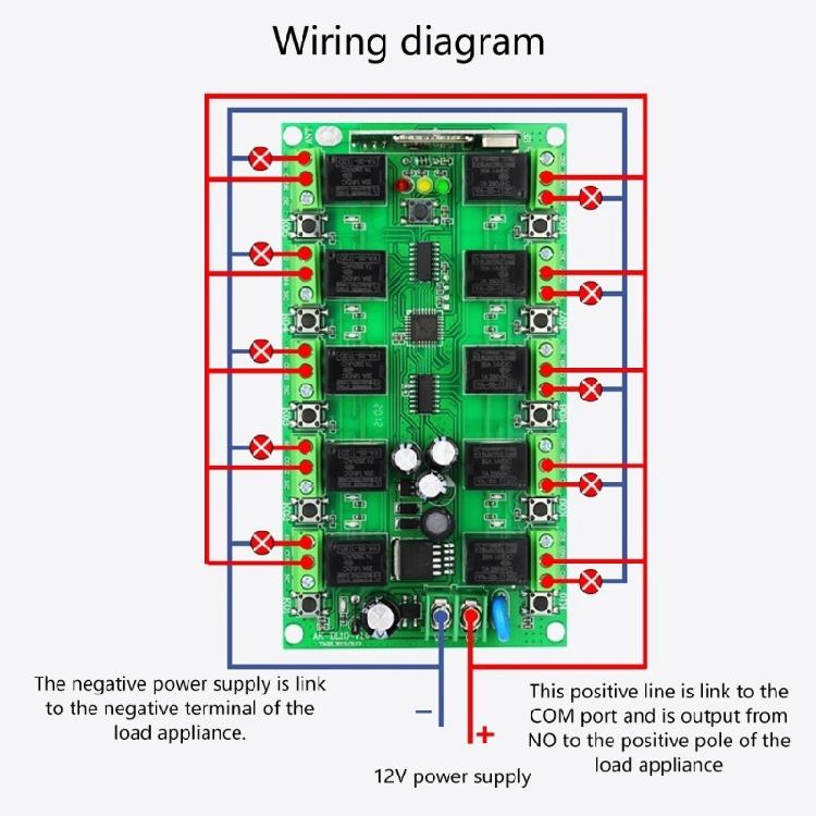 Multipurpose DC12V Remote Switches 10 Channel Learning Code Simple Setups Portable for Lighting and Access Control