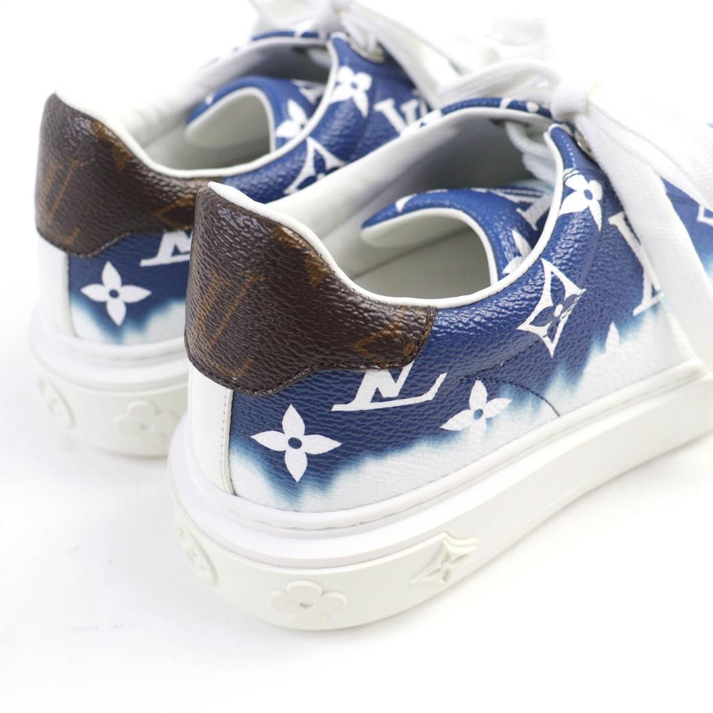 Great LOUIS VUITTON Sneakers LV Escal Monogram Blue Leather Women 34.5 CL1129 Used