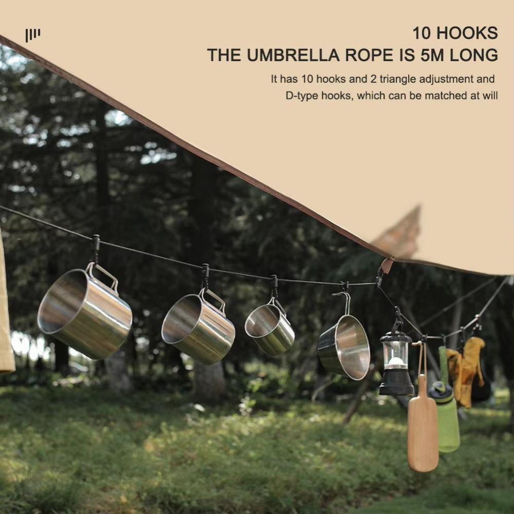 Windproof Outdoor Clothesline Adjustable Camping Hanging Rope Travel Laundry Drying Line  Canopy