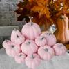 12Pcs Artificial Pink Pumpkins Halloween Decoration Ornament Largest 16cmx12cm Party
