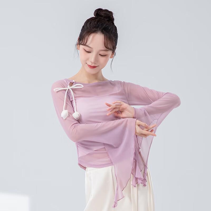 WEZHO Mesh Floral One-Shoulder Dance Top
