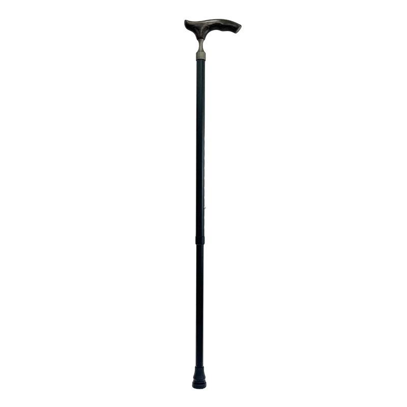 Elderly Support Walking Cane Aluminum Adjustable Trekking Stick With Wooden T-Handle Indoor Outdoor Use