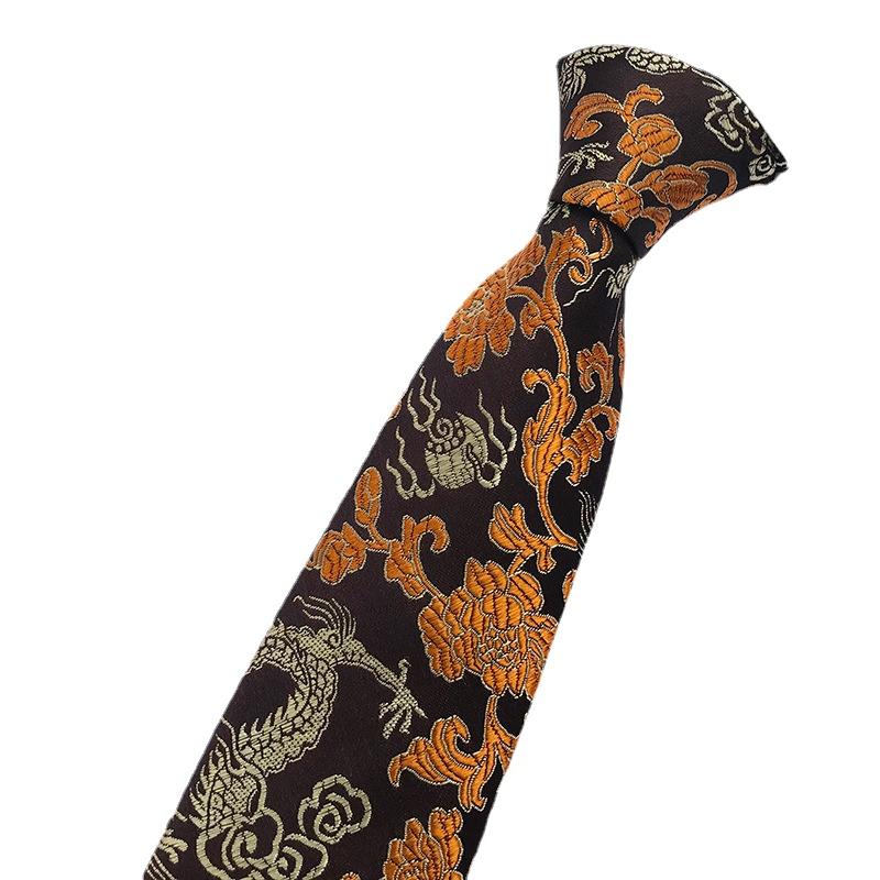 Cozy Up Men Tie Groom Best Man Chinese Dragon Pattern Casual and Fashionable 146x8x3.5cm
