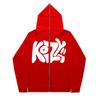2025 American Style Oversized Autumn Winter Full Zip Fleece Hoodie Cardigan