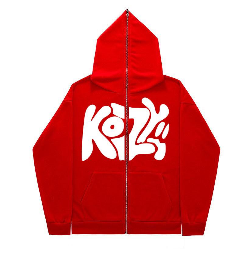 2025 American Style Oversized Autumn Winter Full Zip Fleece Hoodie Cardigan