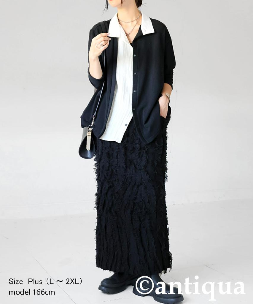 Antiqua Fringe Knit Plus to Size All Black Skirt, Women's, EP-00133, (equivalent L-XXL), 04,