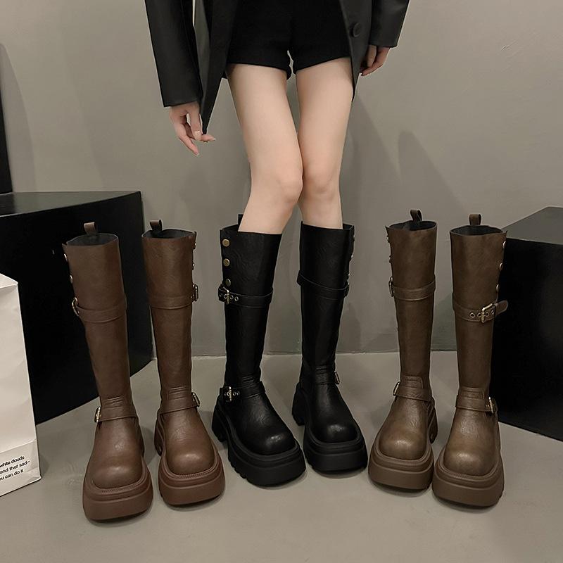 2025 autumn and winter new women's boots fashion casual knight boots retro heightening Internet celebrity boots European popular boots