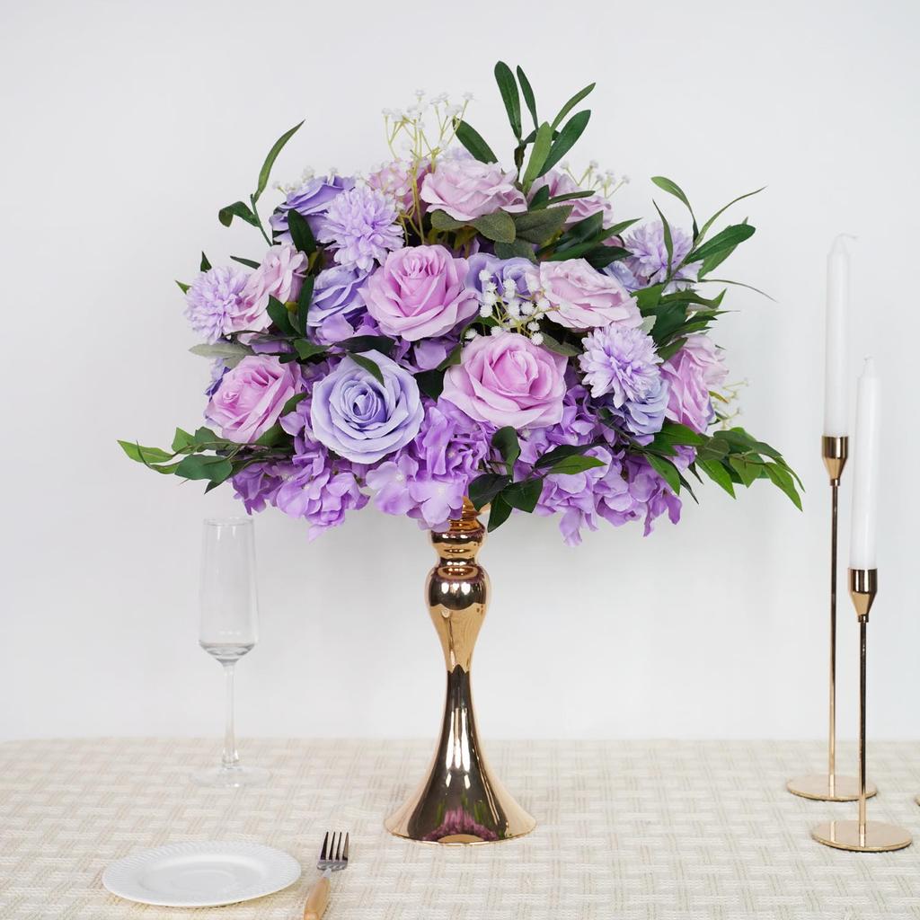 Uflower Silk Flower Ball Centerpiece Decor Artificial Wedding Backdrop Road Lead Floral Table Decoration for Events And Parties