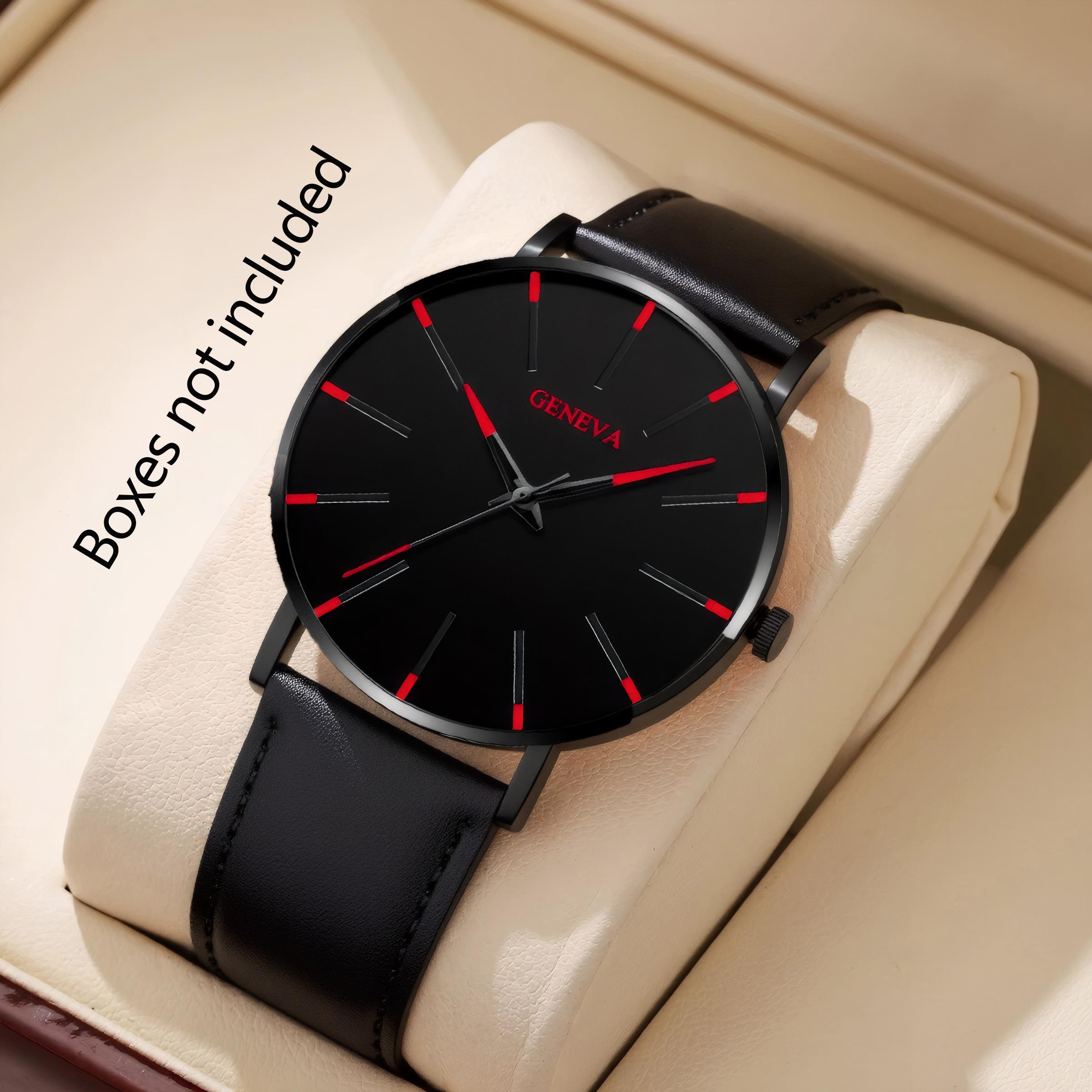 Модные и трендовые мужские деловые часы, минималистичные мужские роскошные повседневные кварцевые часы с имитацией кожи, мужские подарки