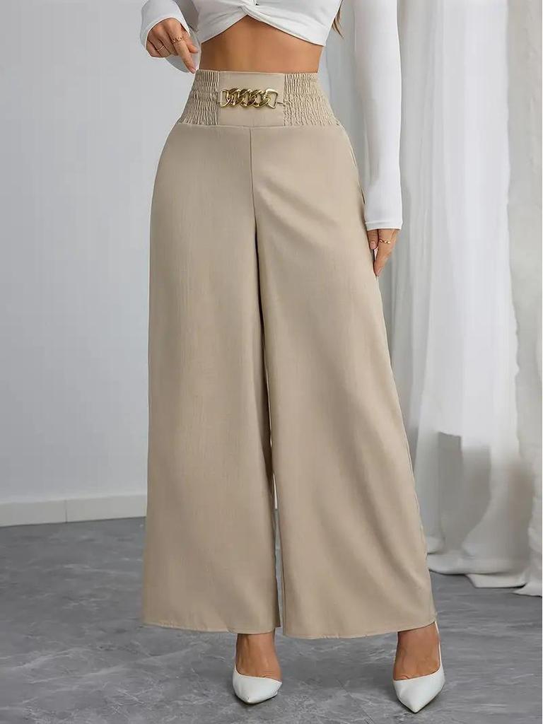 2025 High-Waisted Slimming Chain Ruched Wide-Leg Pants for Spring and Autumn