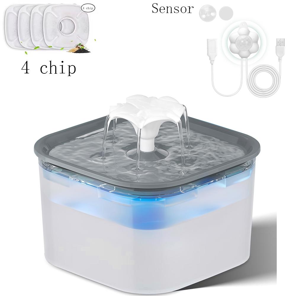 2.6L Automatic Cat Water Fountain With Faucet Dog Water Dispenser Transparent Filter Drinker Pet Sensor Auto Drinking Feeder
