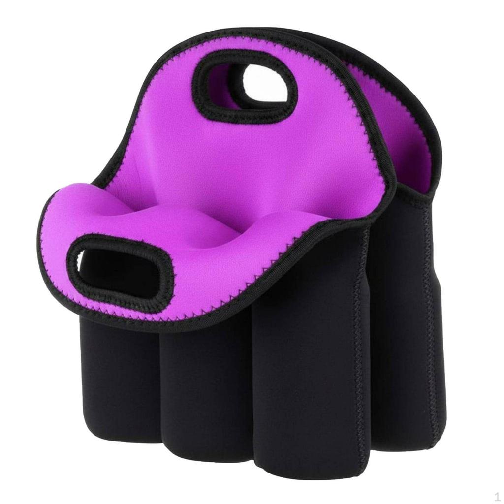 Bottle Carrier Shielded Neoprene Tote Reusable Portable Beer Holder for Picnic, Beach,