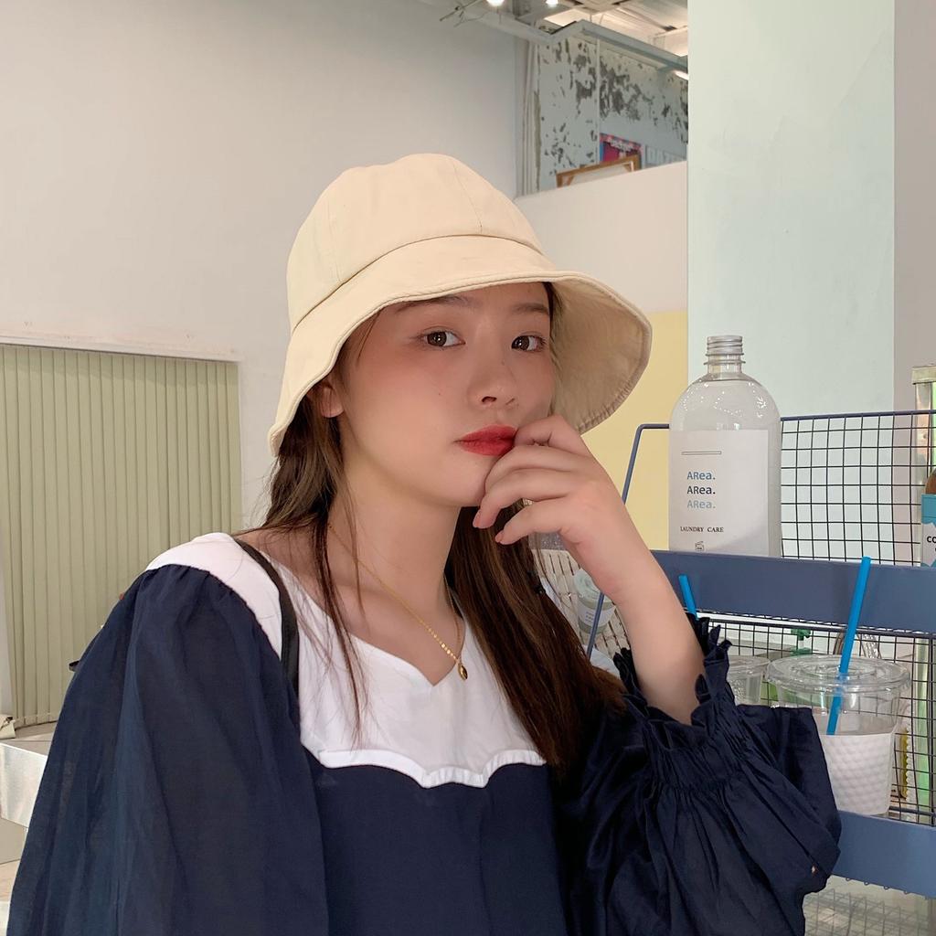 Cute age reducing dome fisherman hat children summer Velcro large brim sunscreen hat basin hat