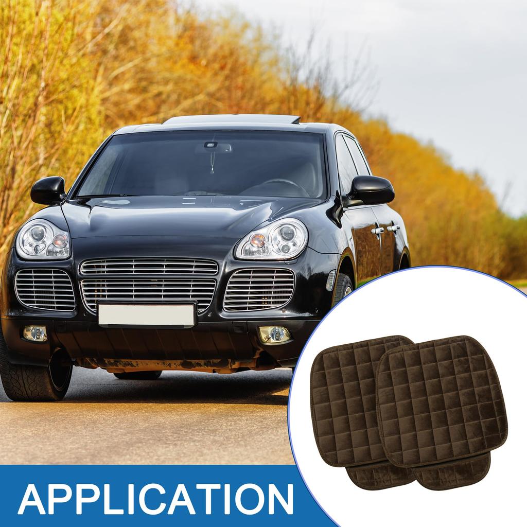 A ABSOPRO Universal Front Car Seat Cushion Breathable Seat Pad Mat Protector for Home Chair Plush Brown of (Set 2)