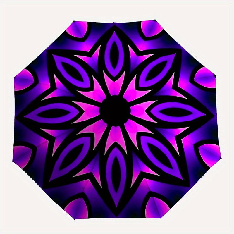 

1pc Purple Mandala Automatic Open/close, All-Season Portable Folding Umbrella for Friends, Travel, Everyday yy250812157