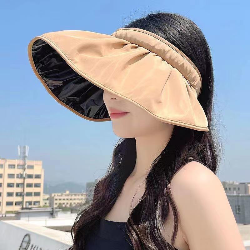Vinyl large brim sun protection hat women's summer UV protection empty top sun hat ice silk headband shell sun hat