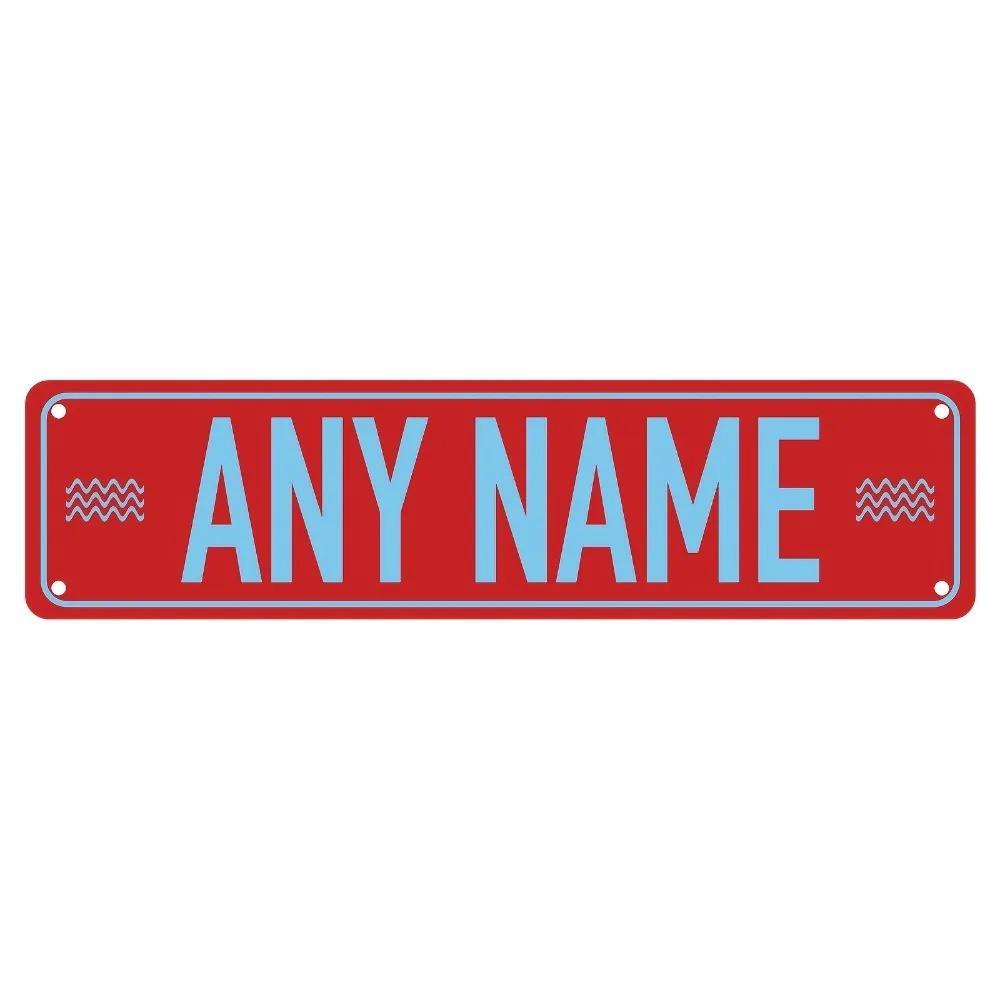 Personalisierter 2D-Flachguss-Straßenschild | 15,75×3,94\ Benutzerdefinierter Name & Nachricht | Mehrfarbige Wanddekoration für jede Szene
