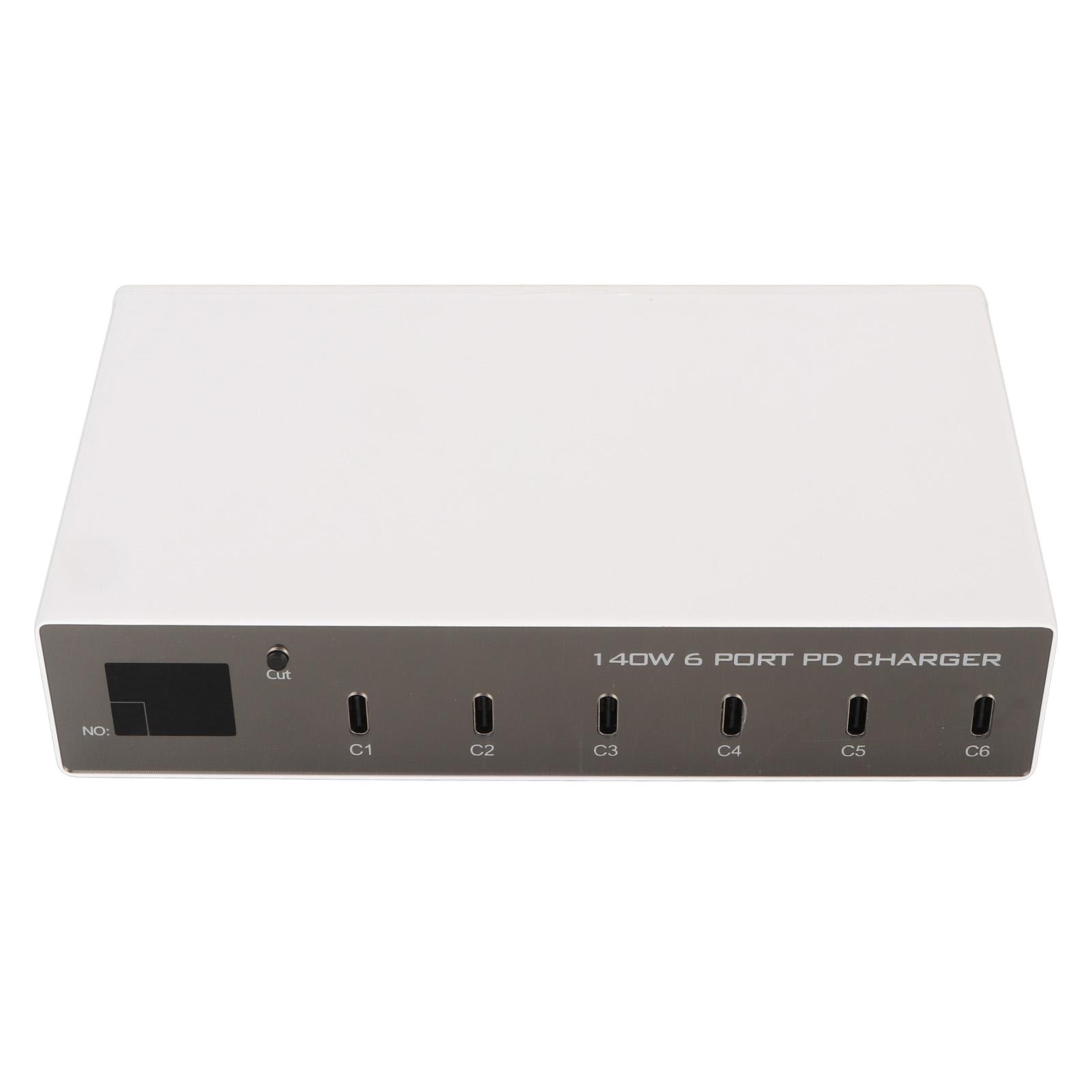 

Зарядная станция USB C с ЖК-дисплеем 6 портов 100-240 В Plug and Play 140 Вт для нескольких устройств USB EU Plug