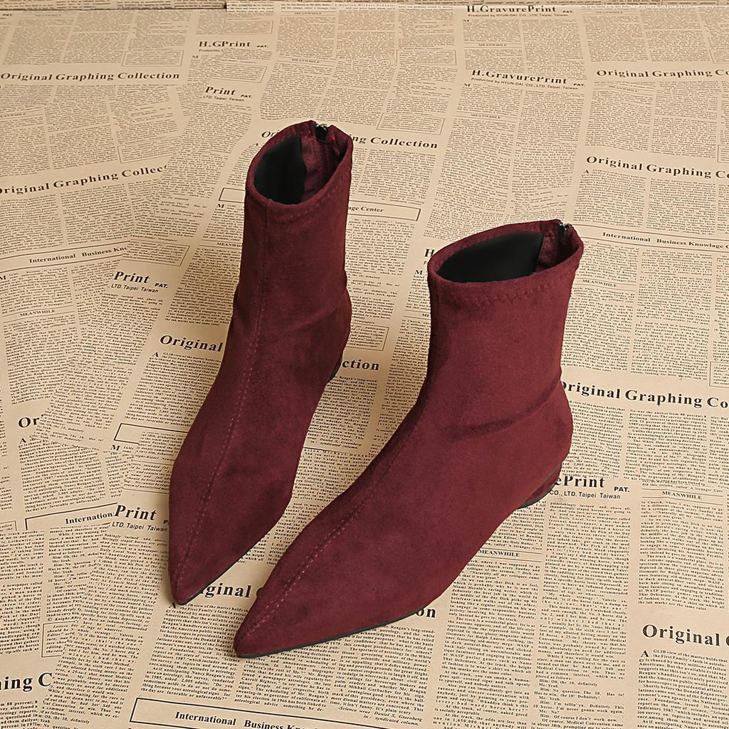 New Autumn Women Fashion Suede Ankle Boots Top Quality Woman Back Zipper Low-Heeled Shoes Ladies Elegant Morder Short Boots