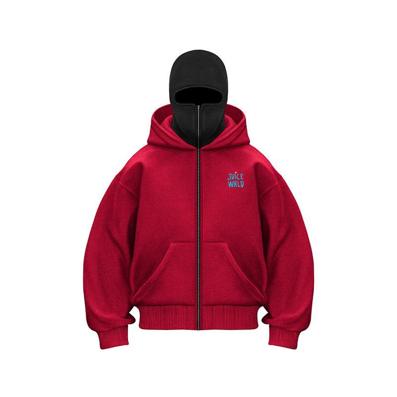 Rapper Juice Wrld Men's Hooded Sweatshirt Retro Long Sleeve Zipper Jacket Three Layer Windproof Pockets Loose Fit
