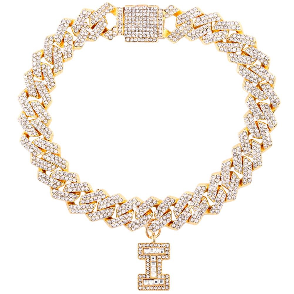 Bling Iced Out A-Z Letter Initial Cuban Link Chain Anklets For Women Hip Hop Chunky Cuban Anklet Bracelet Beach Barefoot Jewelry