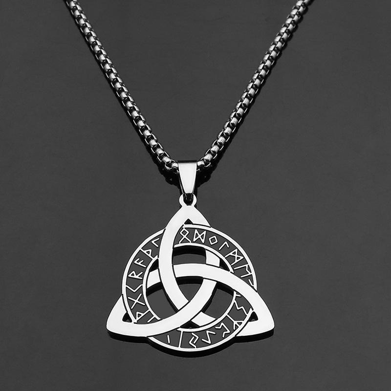 Viking Celtic Titanium Steel Necklace With Ancient Rune Pendant Unisex Jewelry