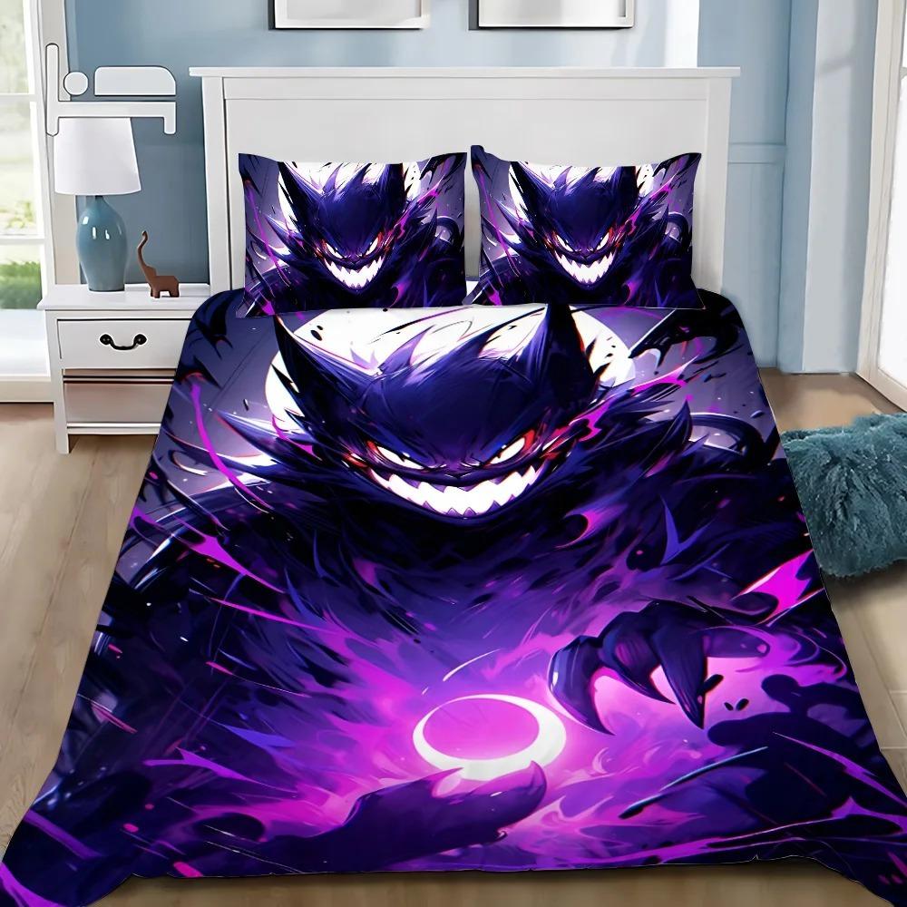 Kreslené Roztomilé Zlé Pok é mon Mikrovláknové Ložní Soupravy, Dětský Narozeninový Dárek se Zipem Pokojová Dekorace pro Náctileté Dospělé Povlečení na Přikrývku