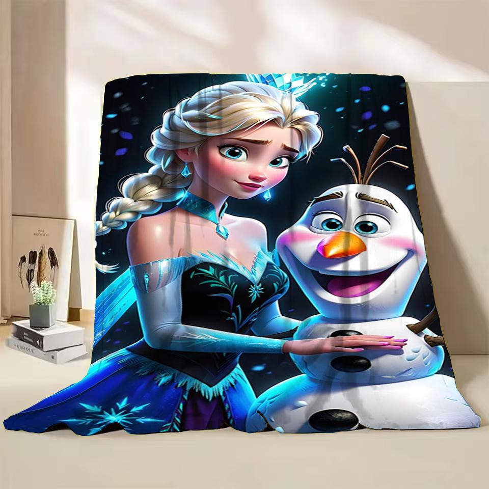 Disney Frozen Elsa Princess Childrens Adult Soft Flannel Blanket Fluffy Baby Plush for Bedroom Travel Office Cover Warm Blankets