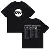 Robbie Williams Live Rw Tour 2025 Merch T Shirts Mens Vintage High Quality Cotton TShirt Man Hip Hop ONeck Clothing Tshirts