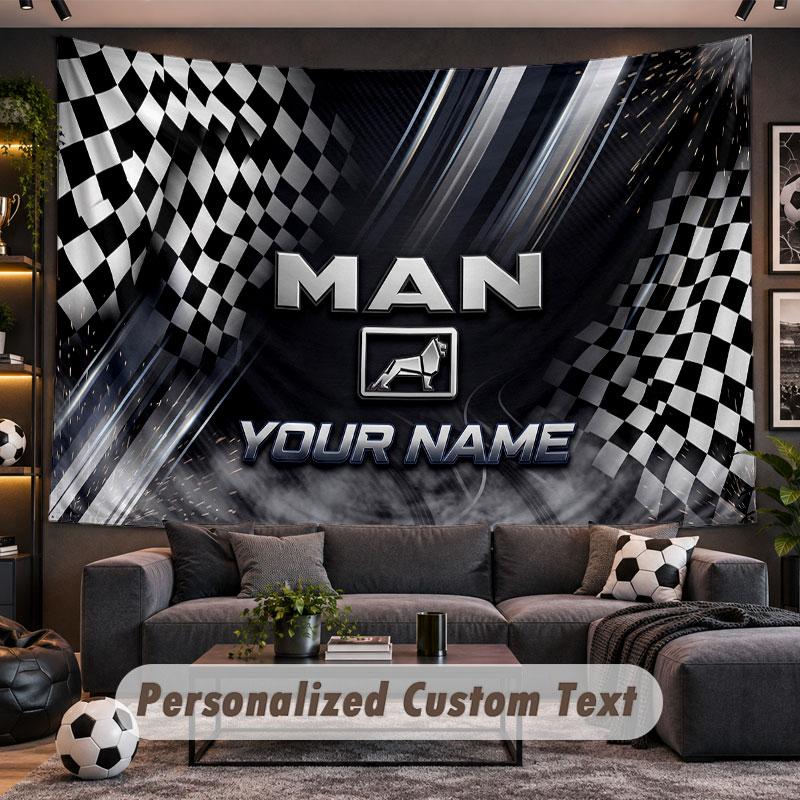 Wall Hanging Tapestry Custom NameMAN Truck Pattern Personalized Printed Fabric Wall Decor