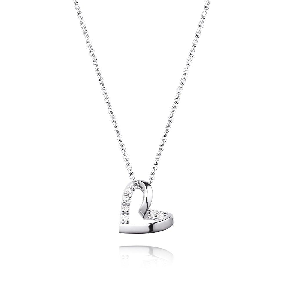 [Stonehenge]] Silver Heart Cubic Necklace Sa24D38T
