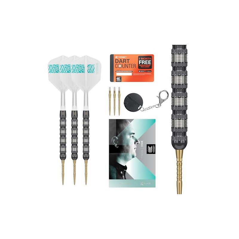 TARGET Darts Rob Cross 95K Steel Tip Swiss Point Darts, 95% Tungsten Darts with K Flex Flights, 21G | Voltage Darts, Player Edition Swiss Point K Flex