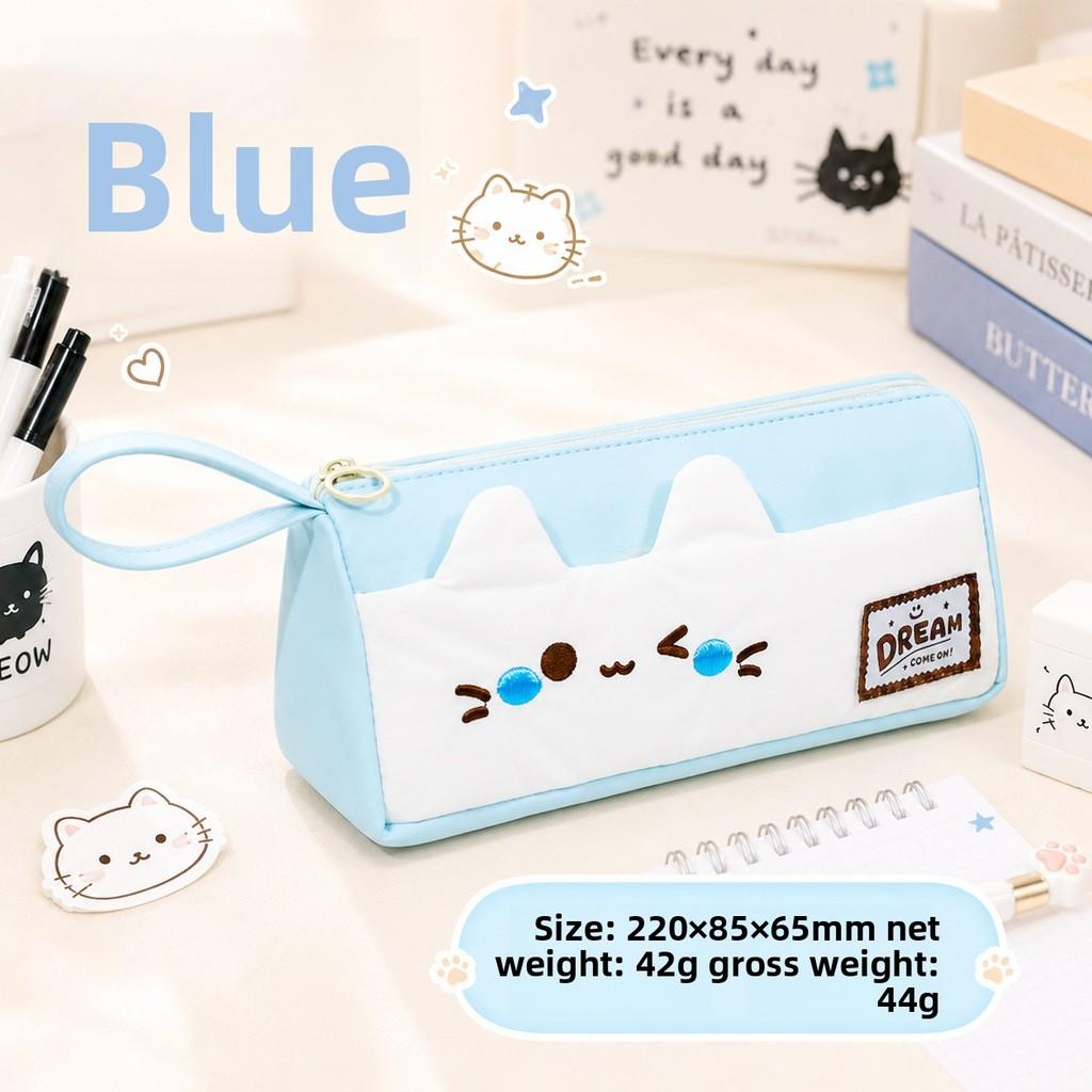 Small Pink Cat Cartoon Pencil Case With Large Capacity For Students And Office Use