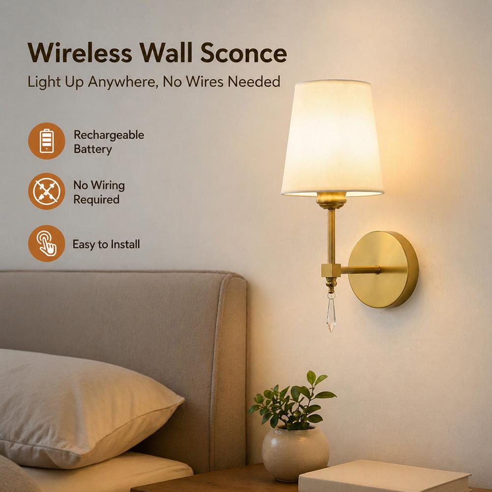 Wireless RGB Dimmable Wall Lamp with Cloth Cover and Charging