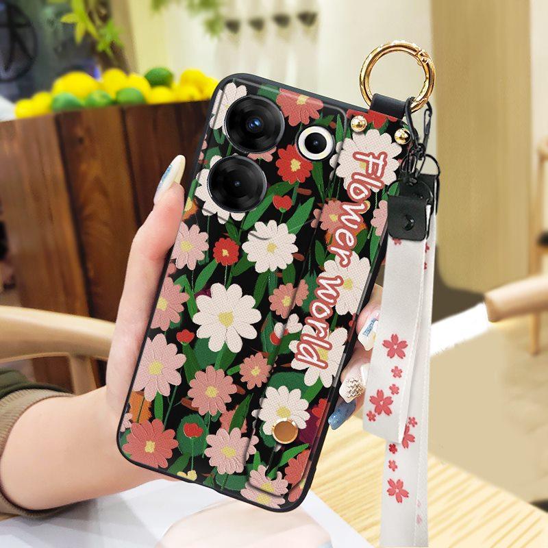 Ring Kickstand Phone Case For Tecno Camon20 Pro 5G/CK8n Dirt-resistant Silicone Fashion Design Wristband Phone Holder