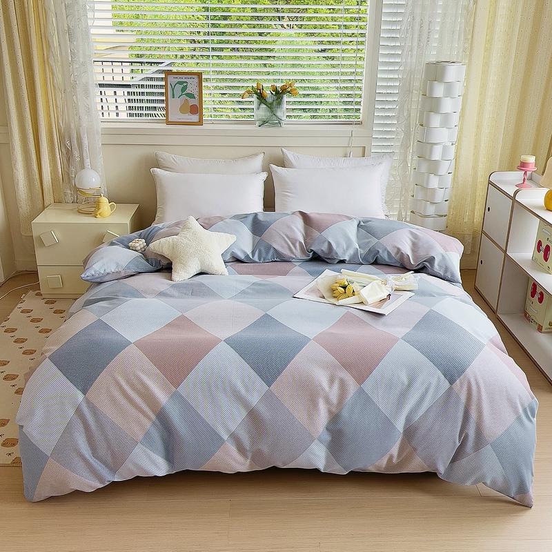 Minimalist Geometric Printing Duvet Cover All Cotton Quilt Cover Skin Friendly Breathable Queen Size Bedding for Kids Boys Girls