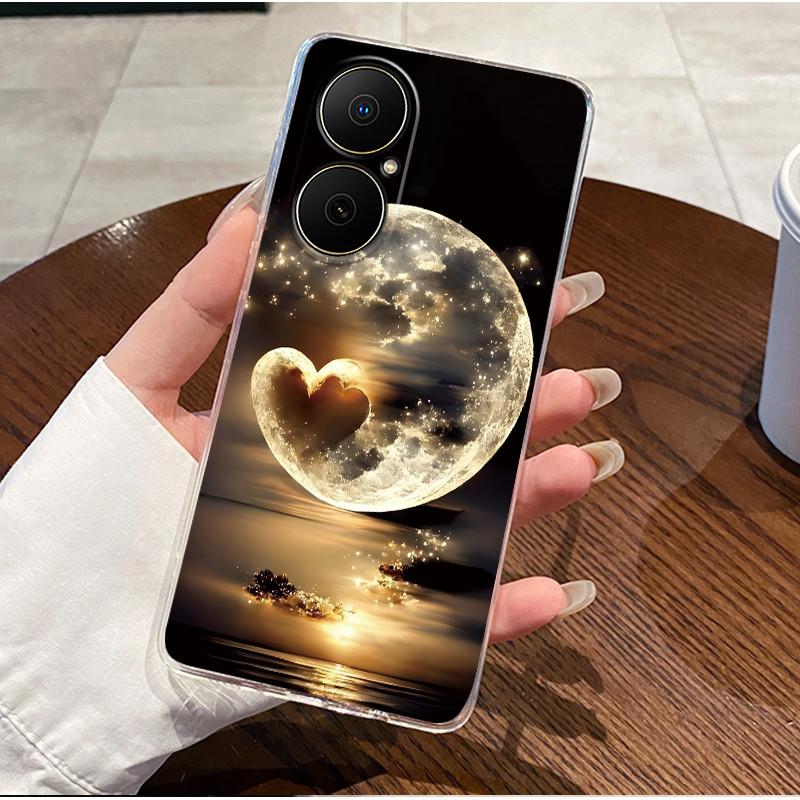 For Huawei Nova Y73 Fashion Beach Seaside Case For Huawei Nova Y73 Clear TPU Soft Cover Anti-scratch Couple Protective Shell