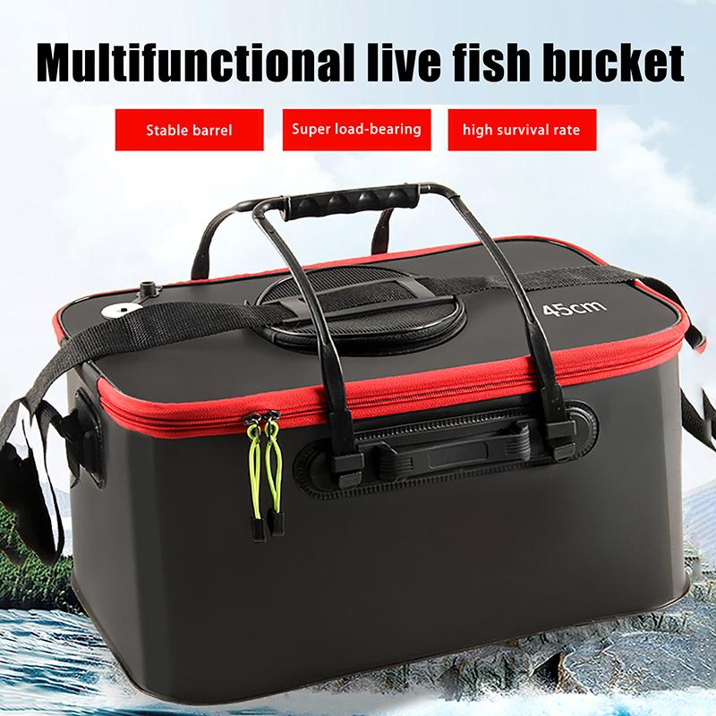 Fishing Bucket Folding Living Fish Bucket Multi Functional Portable Fishing Bucket Fish Box EVA Thickened Backpack Fishing Box